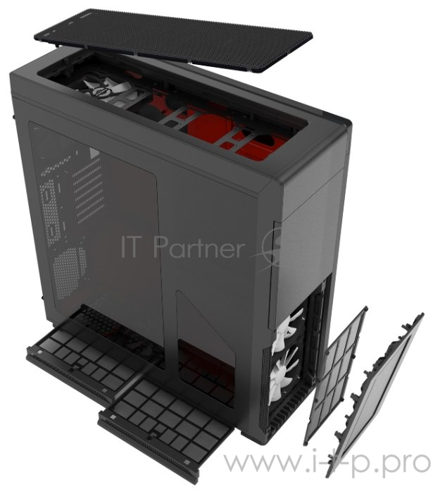 Корпус PHANTEKS Enthoo Primo SE Sand-blasting Black-Red, Red LED, без БП, алюминиевая лицевая и верхняя панели, боковое окно, Full-Tower
