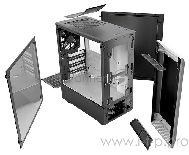 Корпус PHANTEKS Eclipse P300 Tempered Glass, Black-White, RGB LED иллюминация, цельнометалический, Mid-Tower