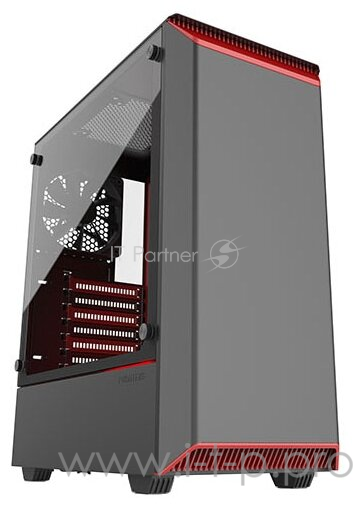 Корпус PHANTEKS Eclipse P300 Tempered Glass, Black-Red, RGB LED иллюминация, цельнометалический, Mid-Tower