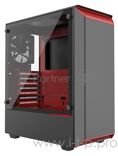 Корпус PHANTEKS Eclipse P300 Tempered Glass, Black-Red, RGB LED иллюминация, цельнометалический, Mid-Tower