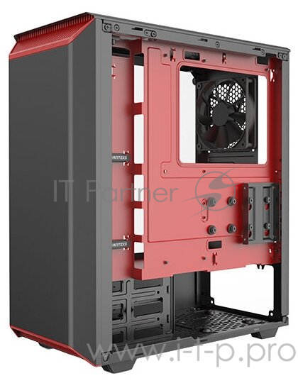 Корпус PHANTEKS Eclipse P300 Tempered Glass, Black-Red, RGB LED иллюминация, цельнометалический, Mid-Tower