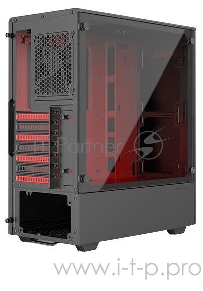 Корпус PHANTEKS Eclipse P300 Tempered Glass, Black-Red, RGB LED иллюминация, цельнометалический, Mid-Tower
