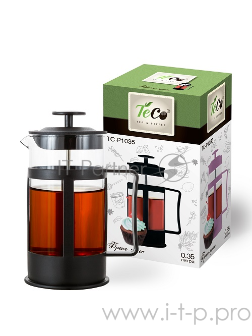 Френч-пресс TECO, TС-P1035-BL (черный) 0,35 л. из пластика и стекла цветной