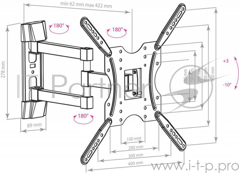 Кронштейн для телевизора Arm Media LCD-404 черный 26-55 макс.30кг настенный поворот и наклон