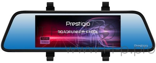 Видеорегистратор Prestigio PCDVRR410DL RoadRunner 410DL, 6.86 (1280x480) touch display, Dual camera: front - FHD 1920x1080@30fps, HD 1280x720@30fps, rear - VGA 640x480@30fps, CPU SSC8336, 2 MP CMOS GC2063 image sensor, 12 MP camera, 100° Viewing Angl