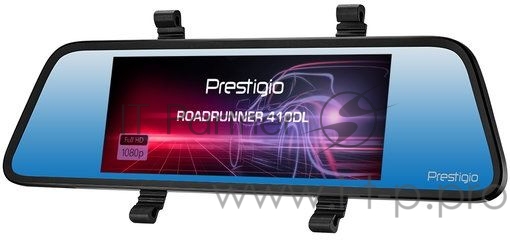 Видеорегистратор Prestigio PCDVRR410DL RoadRunner 410DL, 6.86 (1280x480) touch display, Dual camera: front - FHD 1920x1080@30fps, HD 1280x720@30fps, rear - VGA 640x480@30fps, CPU SSC8336, 2 MP CMOS GC2063 image sensor, 12 MP camera, 100° Viewing Angl