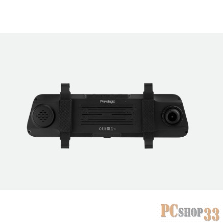 Видеорегистратор Prestigio RoadRunner 450GPSDL, 9.66 IPS (1280x320) 2.5D curved touch display, Dual camera: front - FHD 1920x1080@30fps, HD 1280x720@30fps, rear - VGA 1920x1080@30fps, MSC8339D, 2 MP CMOS SC2363 front image sensor, 12 MP camera, 120°