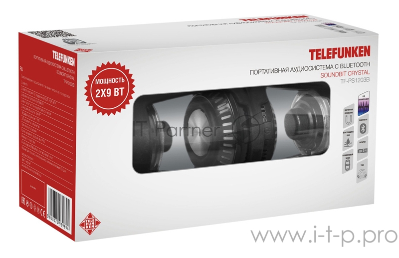 Колонка порт. Telefunken TF-PS1203B черный 18W 2.0 BT (TF-PS1203B(ЧЕРНЫЙ))