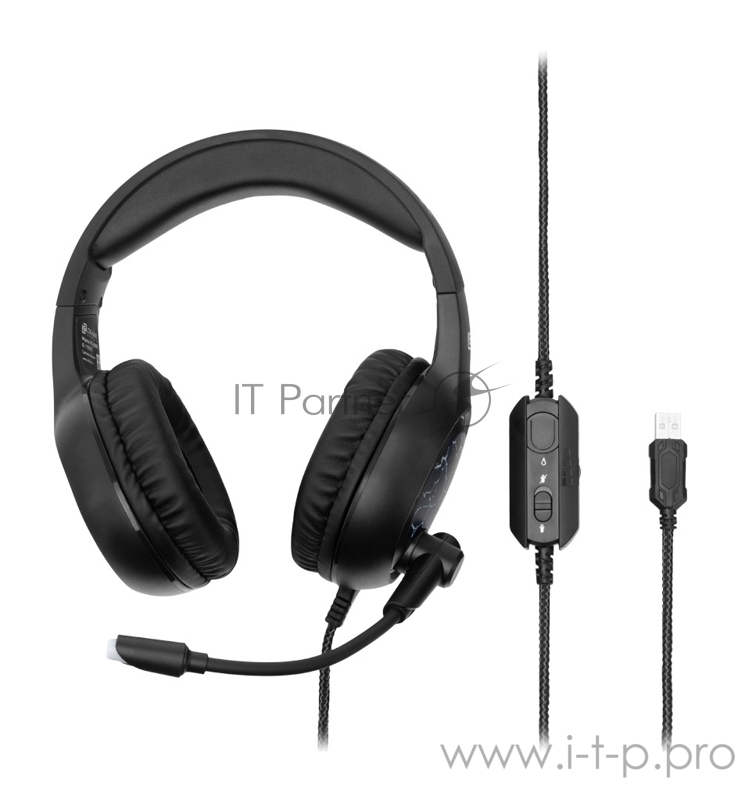 Наушники с микрофоном Oklick HS-L930G SNORTER черный/синий 2м мониторные USB оголовье (HS-L930G)