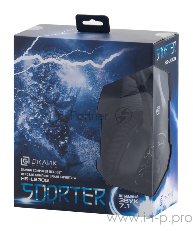 Наушники с микрофоном Oklick HS-L930G SNORTER черный/синий 2м мониторные USB оголовье (HS-L930G)