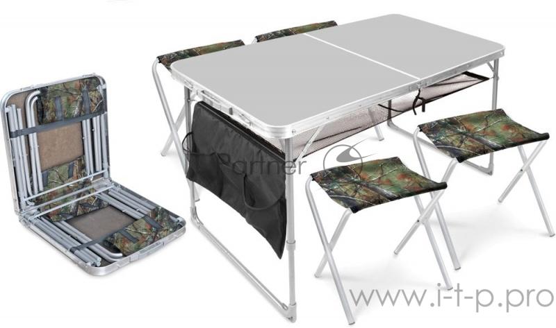 Набор НИКА ССТ-К3/1 стол складной+ 4 стула складных , металлик-хант
