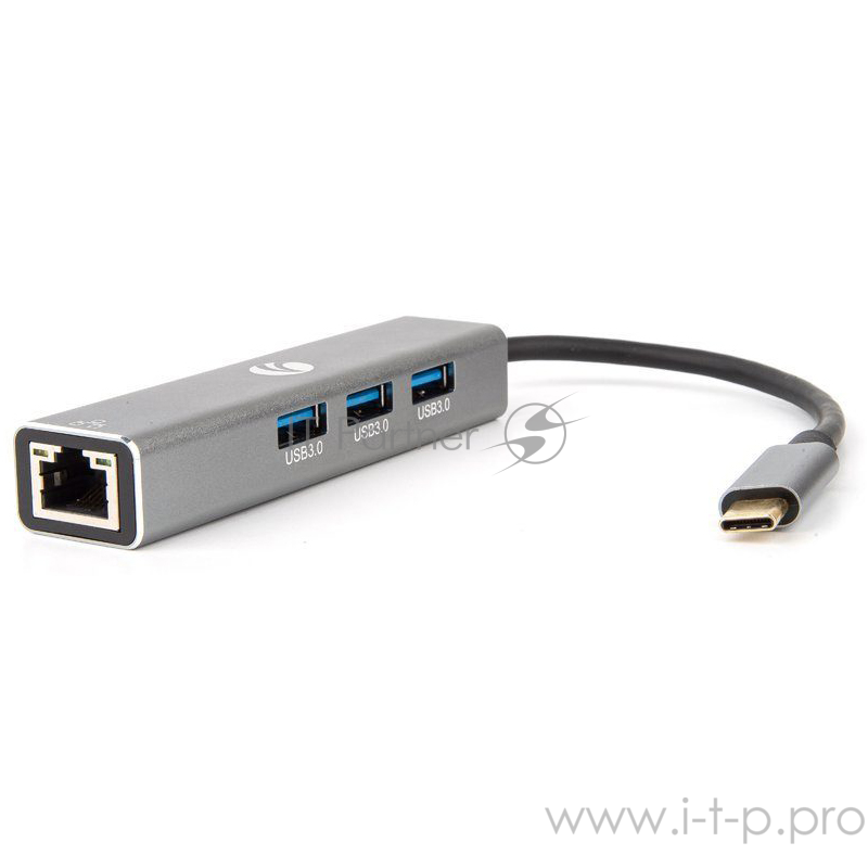 Кабель-концентратор USB 3.1 Type-Cm --> RJ-45+3port USB3.0(f) Aluminum Shell VCOM <DH311A>