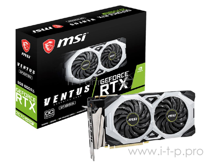 Видеокарта MSI PCI-E RTX 2070 SUPER VENTUS GP OC nVidia GeForce RTX 2070SUPER 8192Mb 256bit GDDR6 1605/14000/HDMIx1/DPx3/HDCP Ret