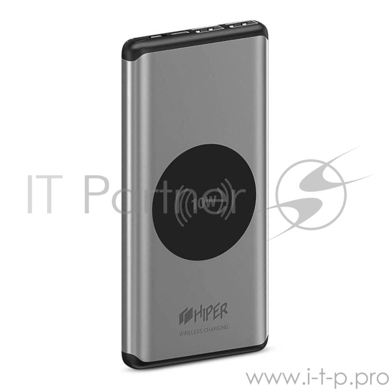 Аккумулятор HIPER Внешний аккумулятор HIPER NANO V Li-Pol 10000 mAh QC+PD+QI 10W 2.4A 2xUSB 1xType-C, cеребристый