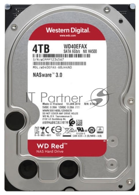 Накопитель Western Digital HDD SATA-III 4Tb Red for NAS WD40EFAX, IntelliPower, 64MB buffer