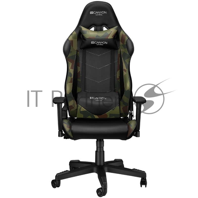 Кресло Gaming chair, PU leather, Original foam and Cold molded foam, Metal Frame, Butterfly mechanism, 90-165 dgree, 3D armrest, Class 4 gas lift, Nylon 5 Stars Base, 60mm PU caster, Black+camouflage pattern