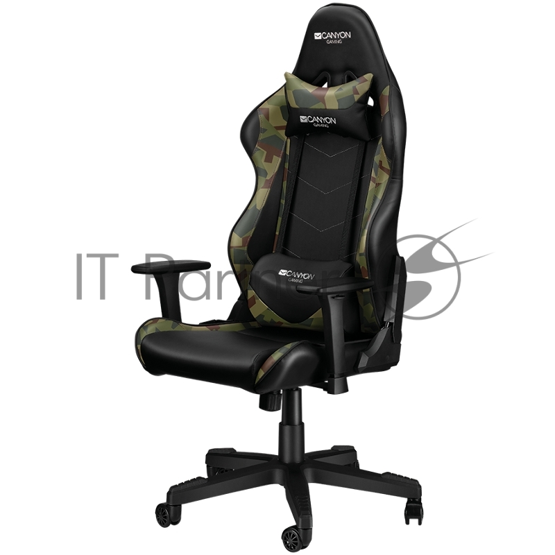 Кресло Gaming chair, PU leather, Original foam and Cold molded foam, Metal Frame, Butterfly mechanism, 90-165 dgree, 3D armrest, Class 4 gas lift, Nylon 5 Stars Base, 60mm PU caster, Black+camouflage pattern