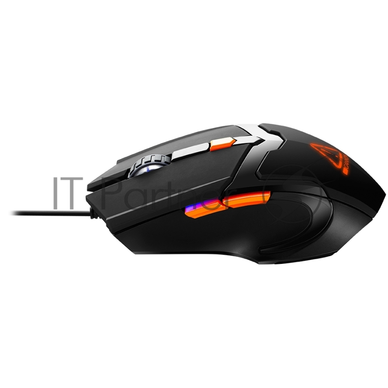 Мышь Optical Gaming Mouse with 6 programmable buttons, Pixart optical sensor, 4 levels of DPI and up to 3200, 3 million times key life, 1.65m PVC USB cable,rubber coating surface and colorful RGB lights, size:125*75*38mm, 140g