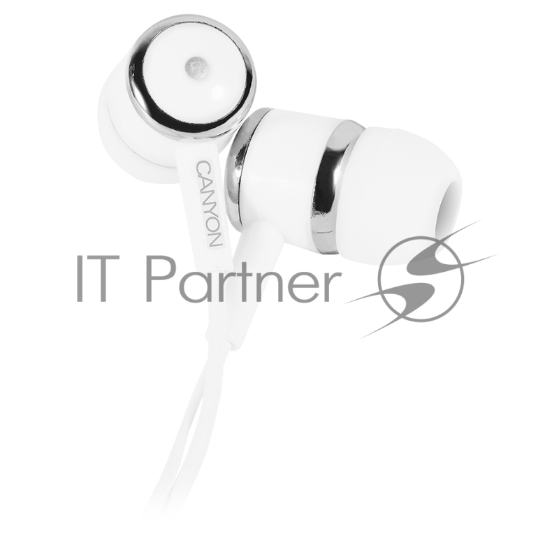 Наушники CANYON CNE-CEPM01W Stereo earphones with microphone, White