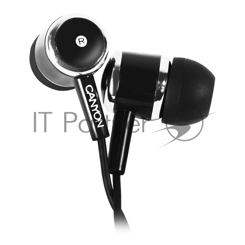 Наушники CANYON CNE-CEPM01B Stereo earphones with microphone, Black
