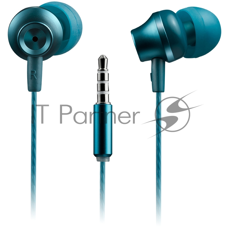 Наушники CANYON CNS-CEP3BG Стерео наушники с микрофоном, металлическая оболочка, 1,2 М, сине-зеленый