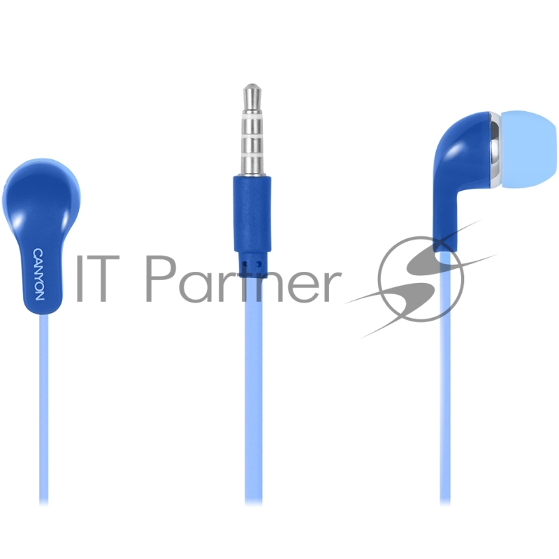 Наушники CANYON Stereo Earphones with inline microphone, Blue, cable length 1.2m, 20*15*10mm, 0.013kg