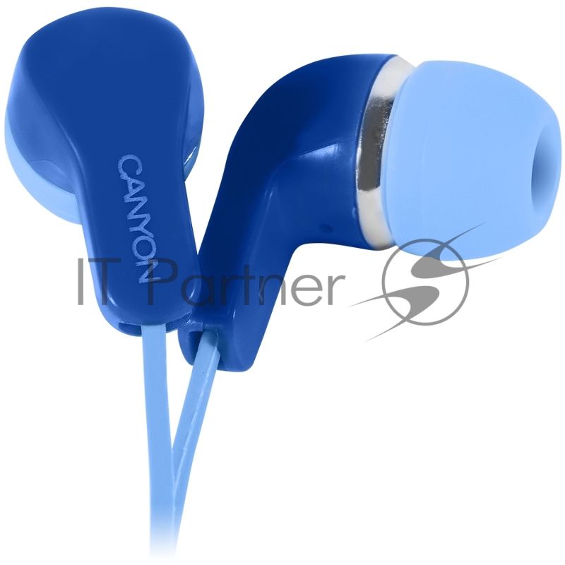 Наушники CANYON Stereo Earphones with inline microphone, Blue, cable length 1.2m, 20*15*10mm, 0.013kg