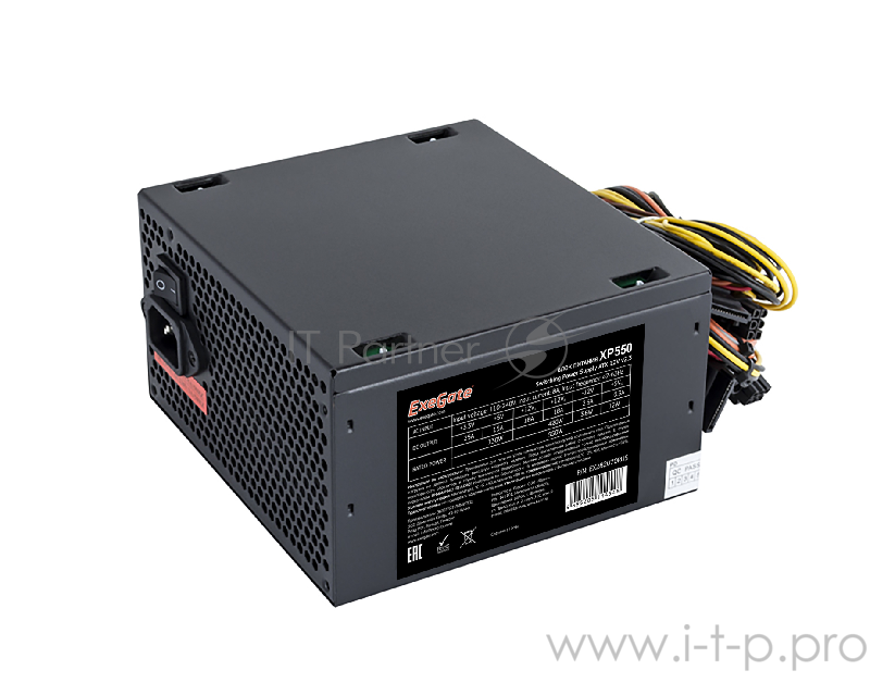 Блок питания 550W ExeGate XP550, ATX, SC, black, 12cm fan, 24p+4p, 6/8p PCI-E, 3*SATA, 2*IDE, FDD