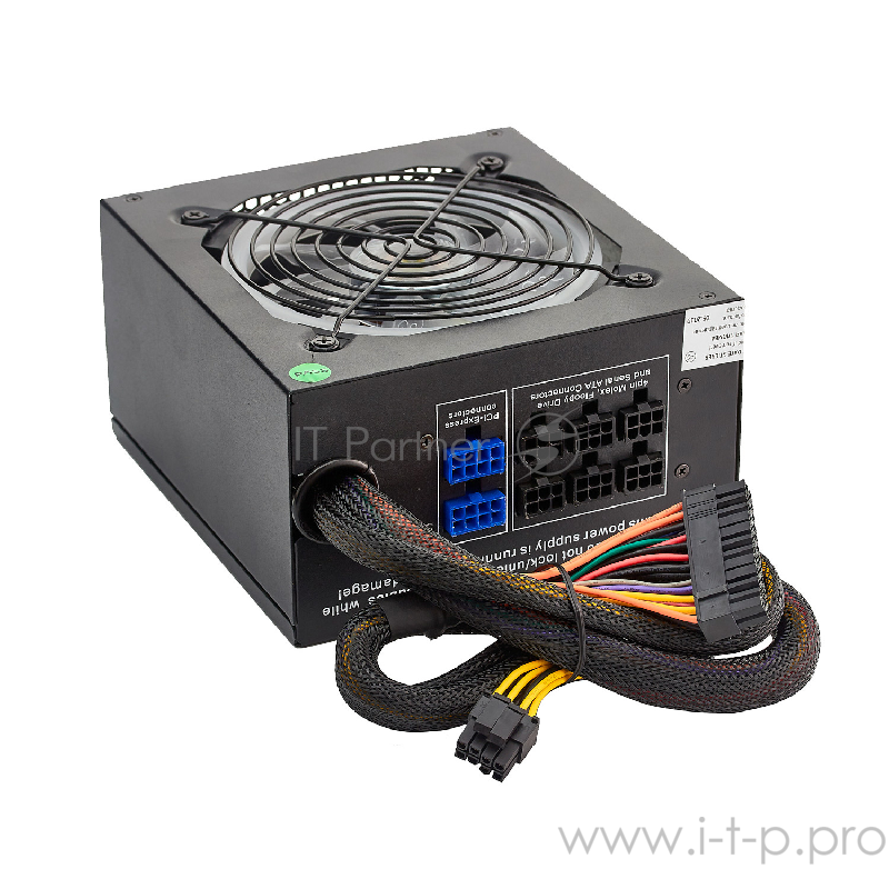 Блок питания 600W ExeGate EVO600, ATX, PC, RGB, black, APFC, 12cm, 24p+(4+4)p, PCI-E, 5*SATA, 3*IDE, FDD + кабель 220V в комплекте