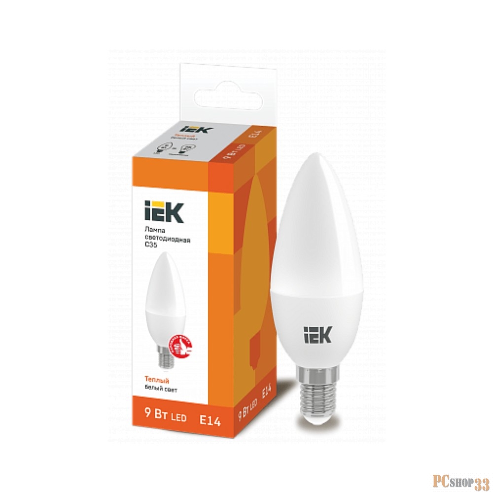 Iek LLE-C35-9-230-30-E14 Лампа светодиодная LED C35 свеча 9Вт 230В 3000К E14