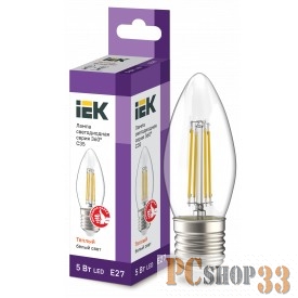 Iek LLF-C35-5-230-30-E27-CL Лампа LED C35 свеча прозр. 5Вт 230В 3000К E27 серия 360°