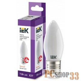 Iek LLF-C35-7-230-30-E27-FR Лампа LED C35 свеча матов. 7Вт 230В 3000К E27 серия 360°