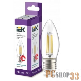 Iek LLF-C35-7-230-40-E27-CL Лампа LED C35 свеча прозр. 7Вт 230В 4000К E27 серия 360°