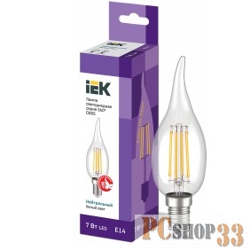 Iek LLF-CB35-7-230-40-E14-CL Лампа LED СВ35 св.н/ветру 7Вт 230В 4000К E14 серия 360°
