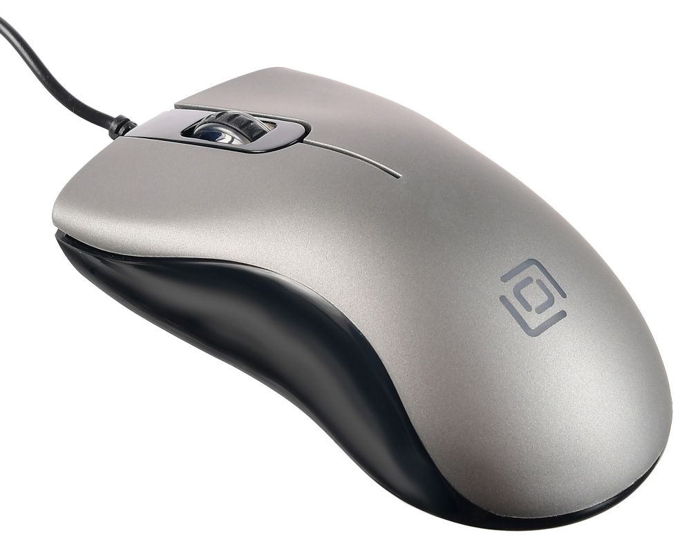 Мышь Oklick 375M серый оптическая (1600dpi) USB (2but)