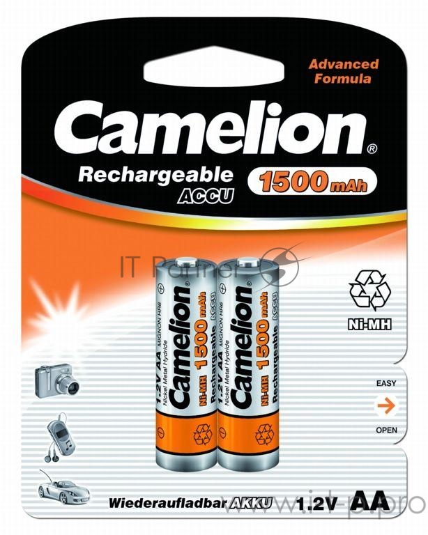 Camelion AA-1500mAh Ni-Mh BL-2 (NH-AA1500BP2, аккумулятор,1.2В) (2 шт. в уп-ке)