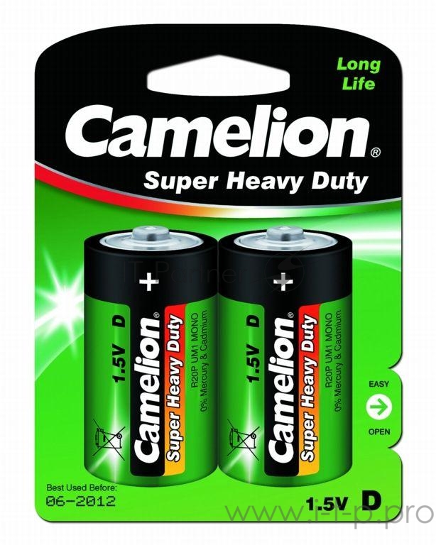 Camelion R20 BL-2 (R20P-BP2G, батарейка,1.5В) (2 шт. в уп-ке)
