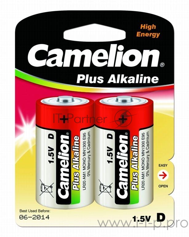 Camelion..LR20 Plus Alkaline BL-2 (LR20-BP2, батарейка,1.5В) (2 шт. в уп-ке)
