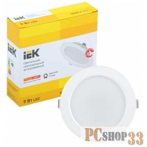 Iek LDVO0-1612-09-3000-K01 Светильник LED ДВО 1612 белый круг 9Вт 3000К IP20 {пластик. корпус, диам 118 мм}