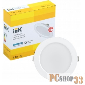Iek LDVO0-1612-09-4000-K01 Светильник LED ДВО 1612 белый круг 9Вт 4000К IP20 {пластик. корпус, диам 118 мм}