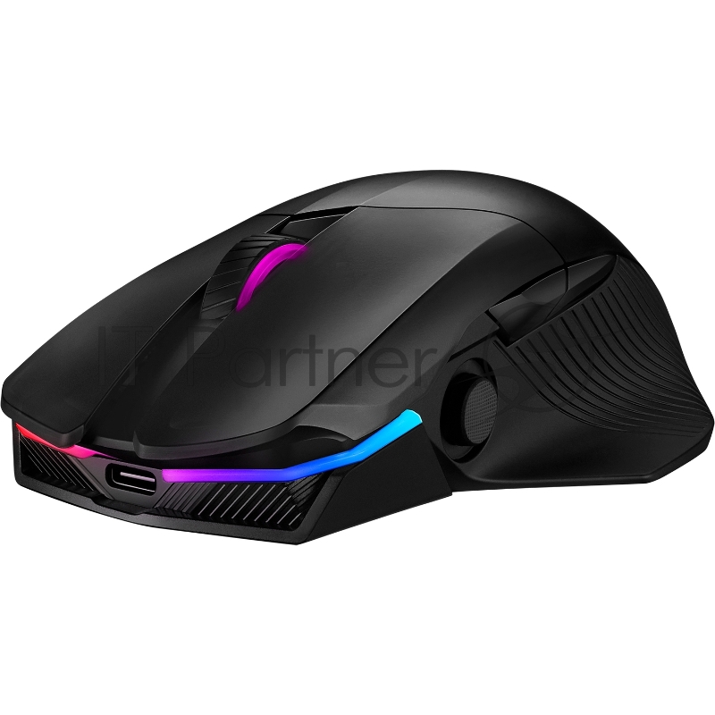 ASUS ROG Chakram Игровая беспроводная мышь (2.4GHz/Bluetooth, Qi, RGB LED, 6 кнопок, Omron, 16000 dpi, black, USB, 90MP01K0-BMUA00)