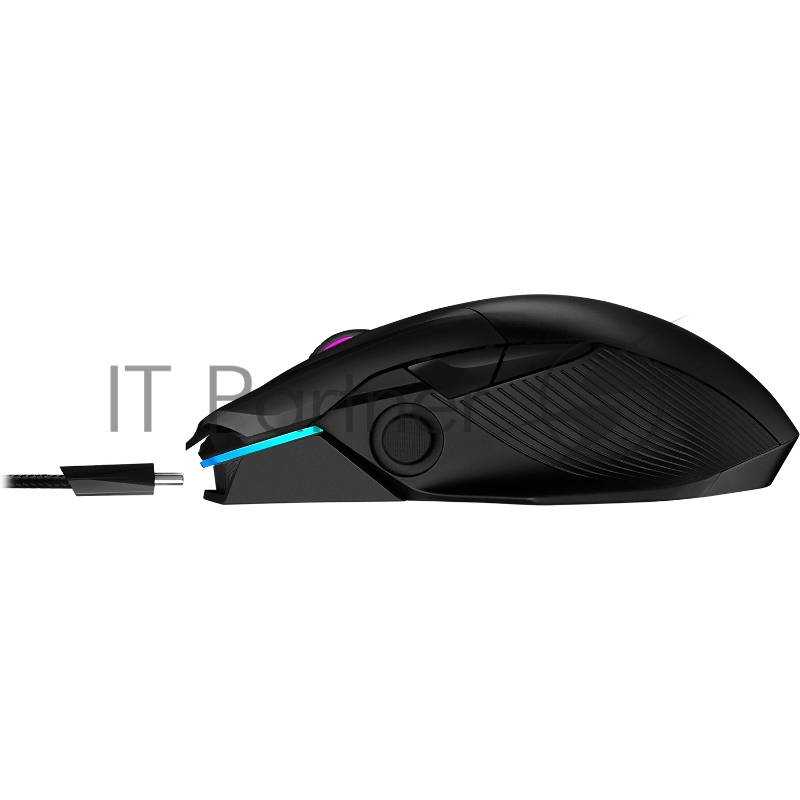 ASUS ROG Chakram Игровая беспроводная мышь (2.4GHz/Bluetooth, Qi, RGB LED, 6 кнопок, Omron, 16000 dpi, black, USB, 90MP01K0-BMUA00)