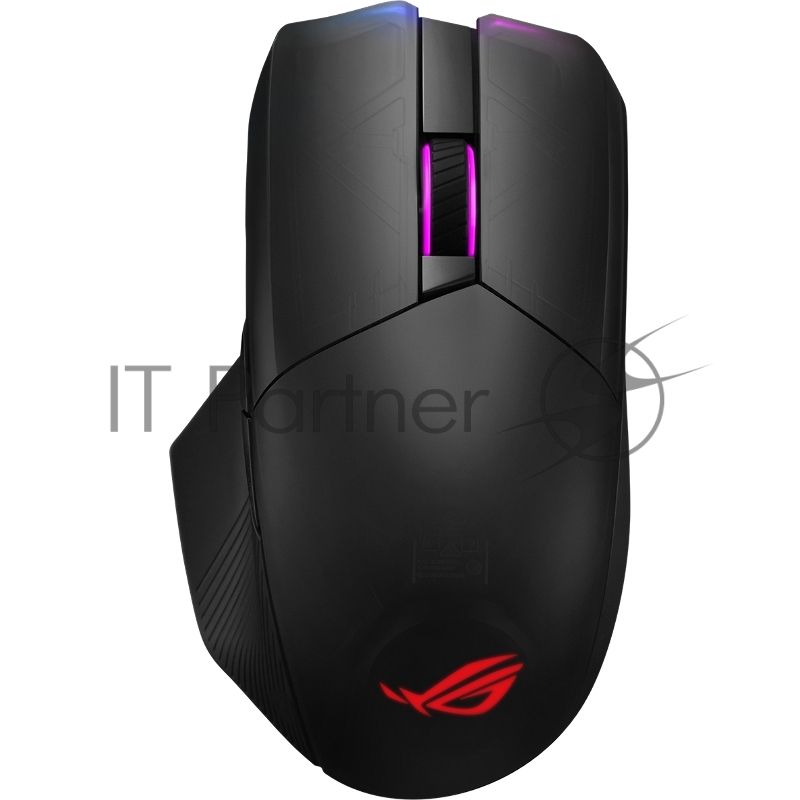 ASUS ROG Chakram Игровая беспроводная мышь (2.4GHz/Bluetooth, Qi, RGB LED, 6 кнопок, Omron, 16000 dpi, black, USB, 90MP01K0-BMUA00)
