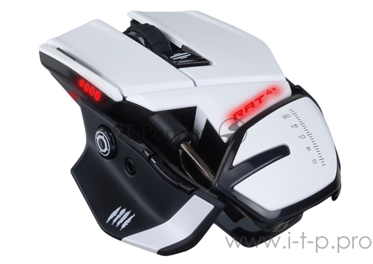 Mad Catz R.A.T. 4+ Игровая мышь белая (PMW3330, USB, 9 кнопок, 7200 dpi, красная подсветка)