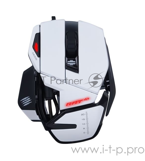 Mad Catz R.A.T. 4+ Игровая мышь белая (PMW3330, USB, 9 кнопок, 7200 dpi, красная подсветка)
