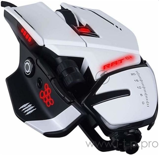 Mad Catz R.A.T. 6+ Игровая мышь белая (PMW3360, Omron, USB, 11 кнопок, 12000 dpi, RGB подсветка)