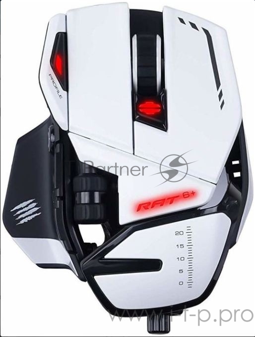 Mad Catz R.A.T. 6+ Игровая мышь белая (PMW3360, Omron, USB, 11 кнопок, 12000 dpi, RGB подсветка)