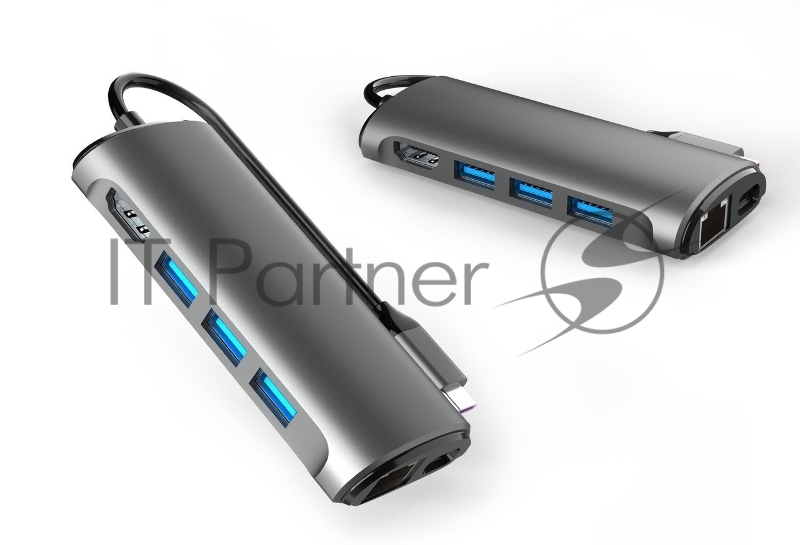 Кабель-адаптер USB3.1 Type-CM-->HDMI 4K*60Hz +3USB3.0+RJ45+TF+SD+PD charging VCOM <CU463>