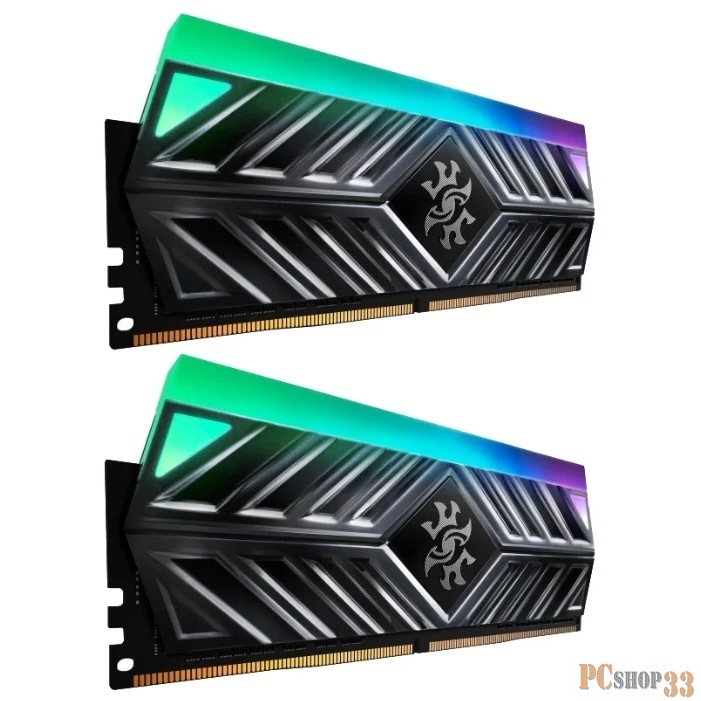 Модуль памяти ADATA 32GB DDR4 3000 DIMM SPECTRIX D41 RGB Grey Gaming Memory AX4U3000316G16A-DT41 Non-ECC, CL16, 1.35V, 1024x8, Kit (2x16GB), RTL