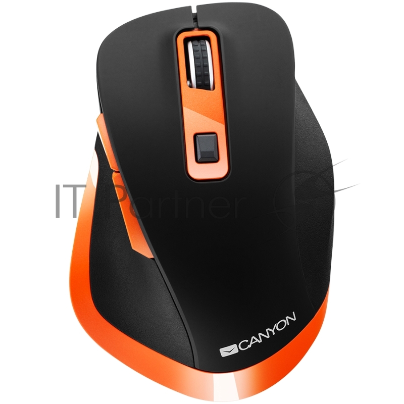 Мышь Canyon 2.4Ghz Wireless mouse, with 6 buttons,DPI 800/1200/1600/2000/2400,Batter pcs , Black-Orange119.6*81.1*43.3mm8